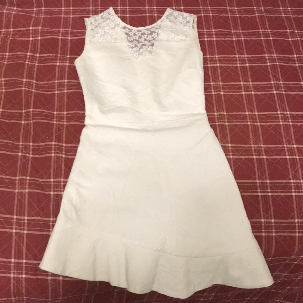 Maje asymmetrical hem dress lace inset in white - Picture 2 of 8
